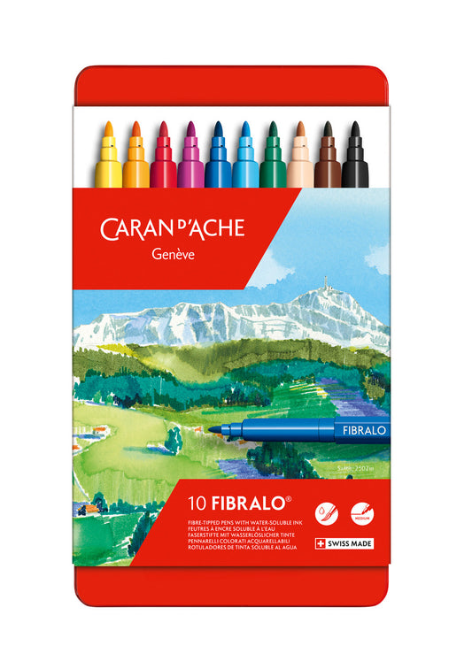 Set of 10 Fibralo™ Fibre Pen Markers in Metal Box