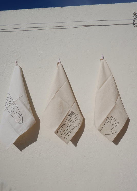 Main, Pain, Couverts Kitchen Towels