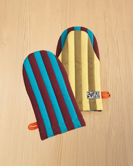 Striped Oven Mitts