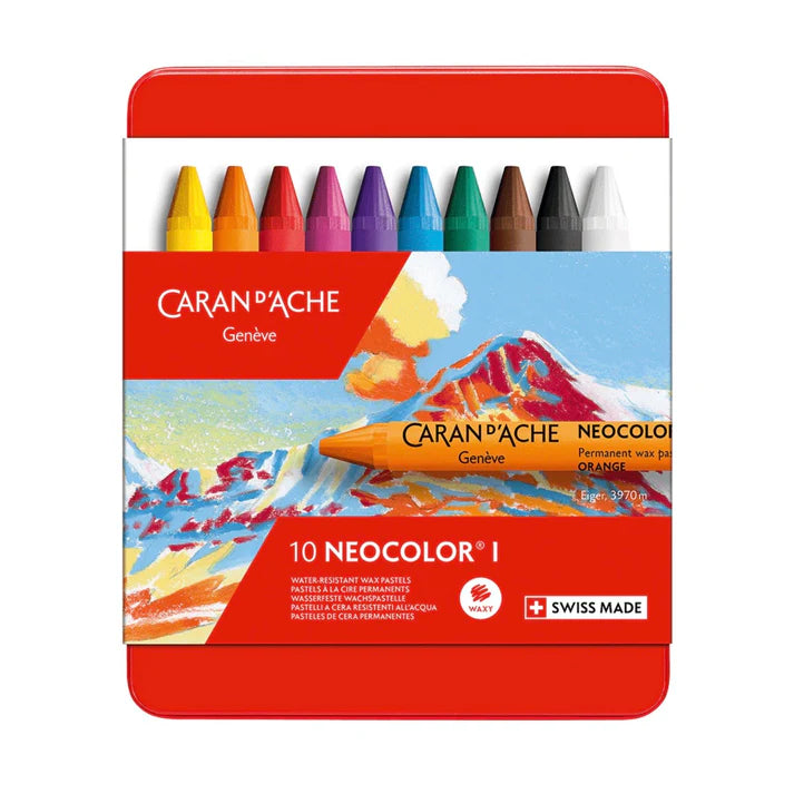 Set of 10 Neocolor I Pastels in Metal Box