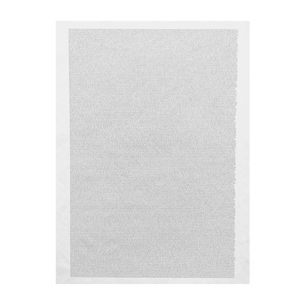 Daniel Eatock, "Beatles Lyrics (in alphabetical order by song title)" Print, 2011