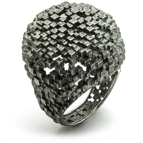 Oxidized Cube Ring by Jo Hayes Ward